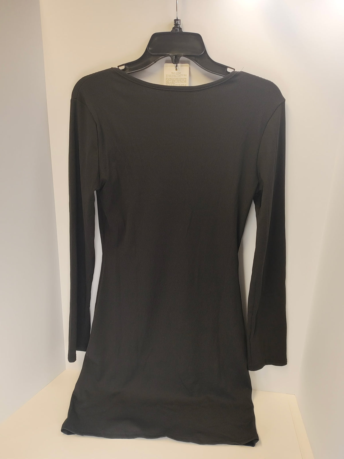 Women’s Black Ribbed Long-Sleeve Bodycon Mini Dress