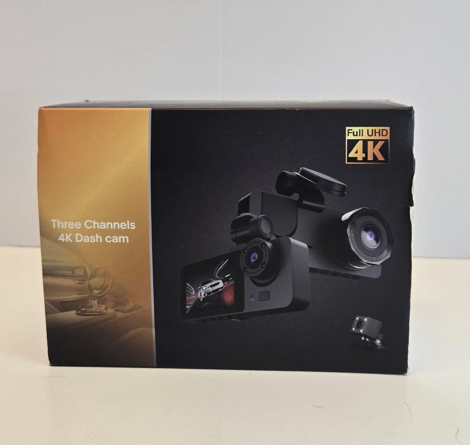 Three-Channel 4K UHD Dash Cam – Front, Interior & Rear Camera