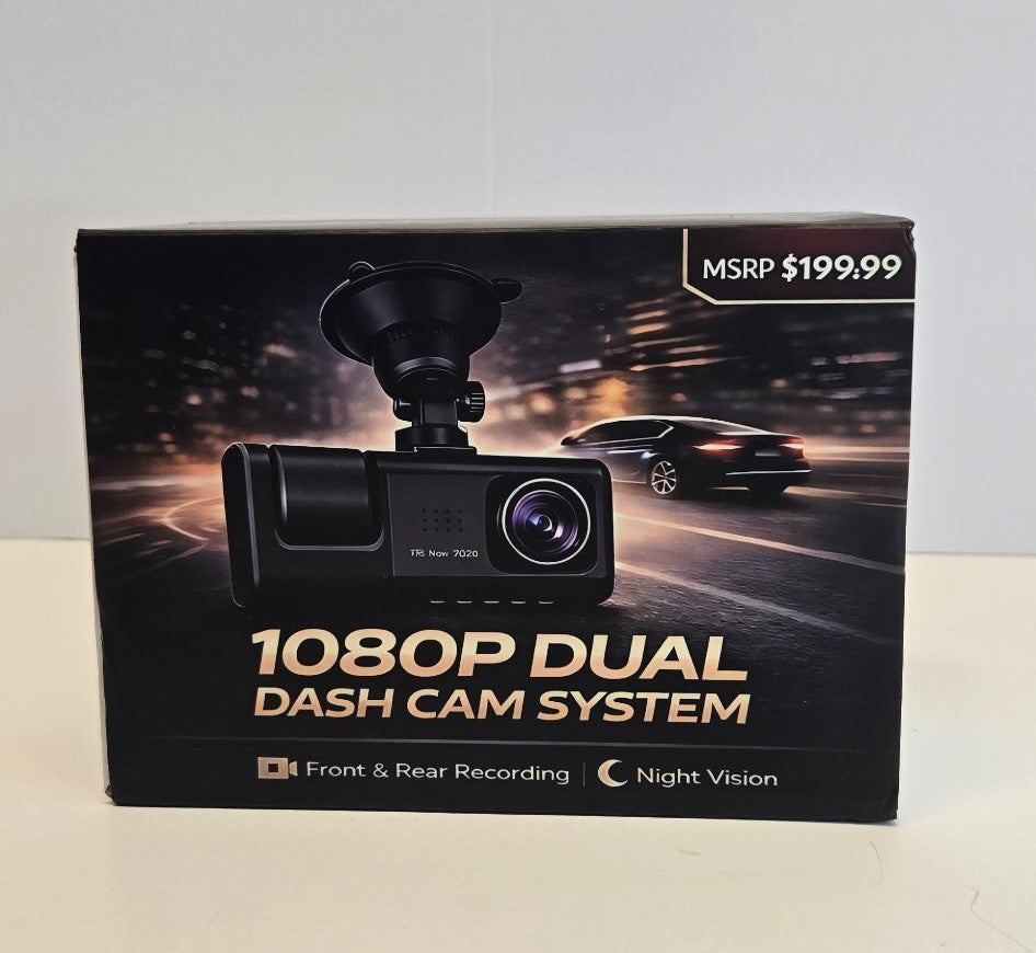 1080P Dual Dash Cam System – Front & Rear Recording with Night Vision