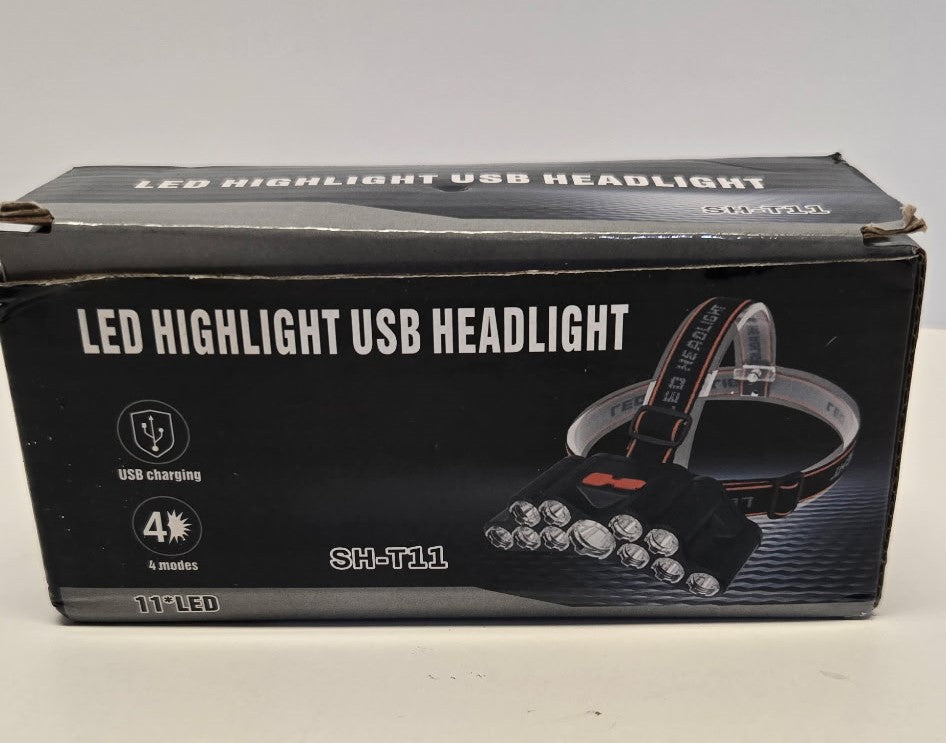 SH-T11 Rechargeable USB LED Headlamp – 11 LED, 4 Light Modes
