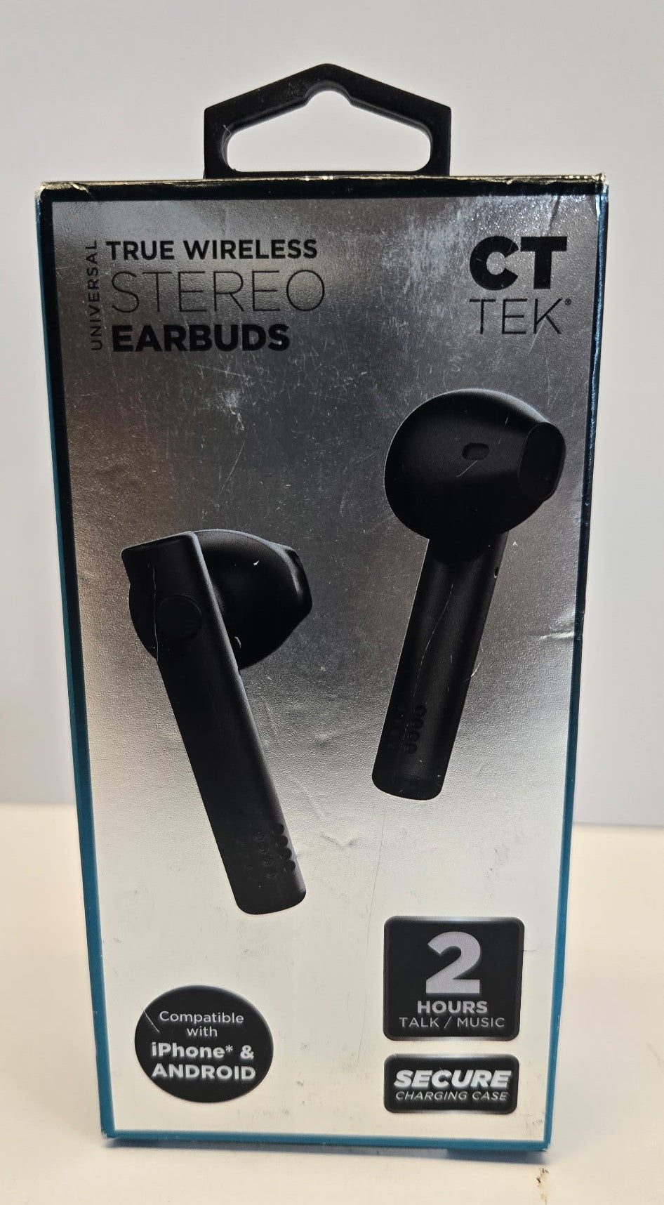 CT TEK True Wireless Stereo Earbuds with Charging Case – Black